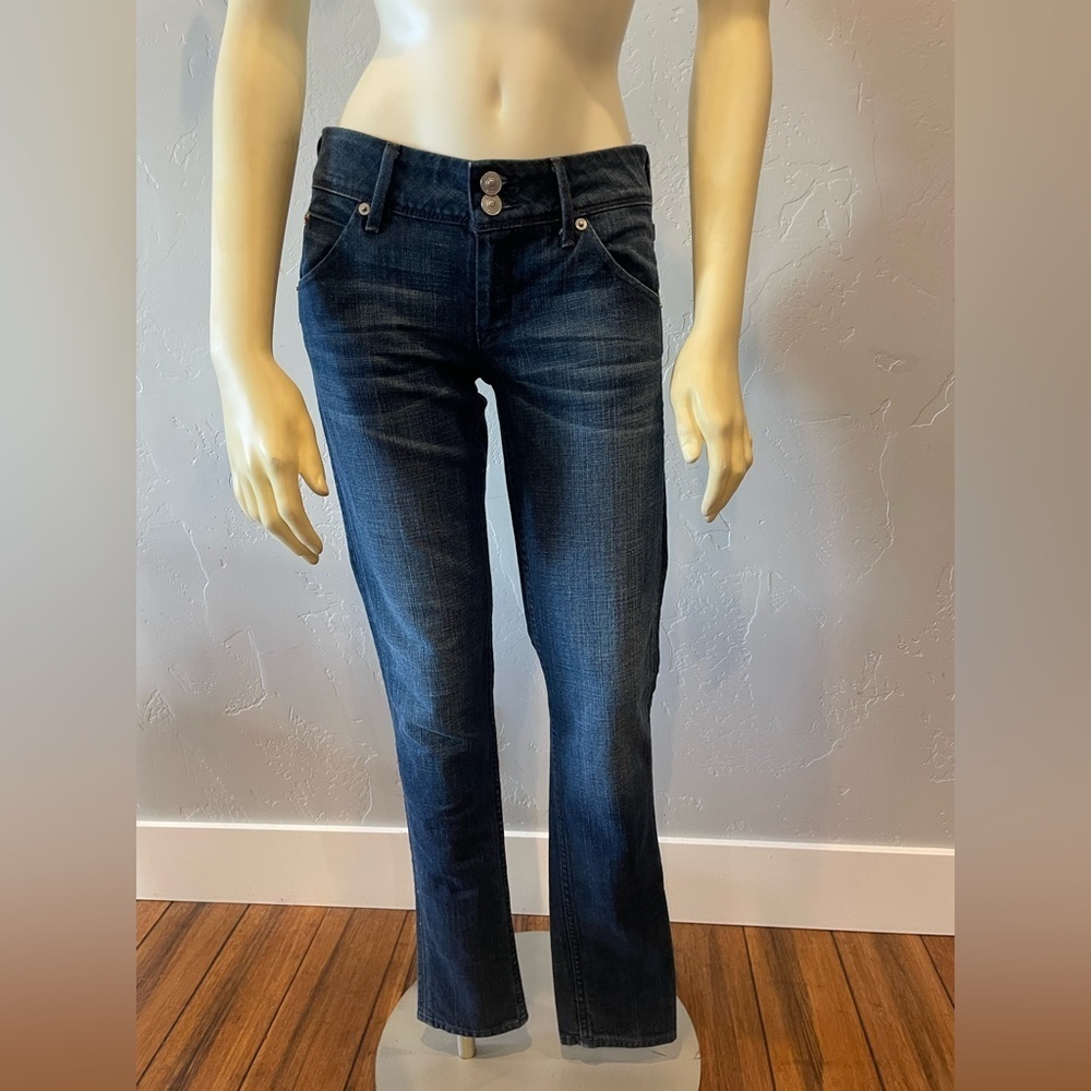 Women's dark wash Hudson Collin flap skinny jeans size 26